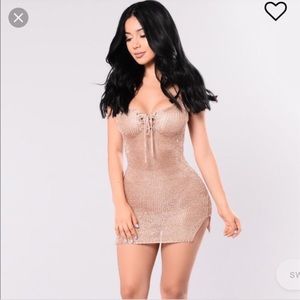 Rose gold mesh dress